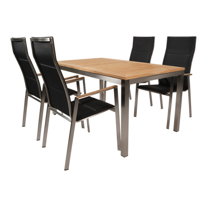 Stapelbare Tuinstoel Marmaris | Zwart Hoge Rug RVS