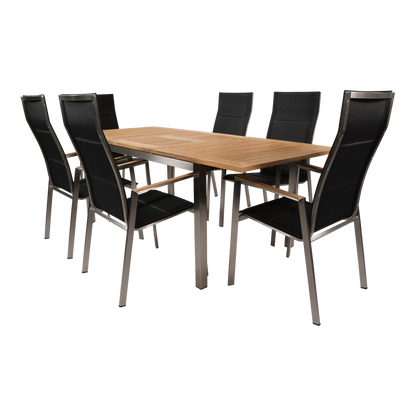 Stapelbare Tuinstoel Marmaris | Zwart Hoge Rug RVS