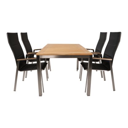 Stapelbare Tuinstoel Marmaris | Zwart Hoge Rug RVS