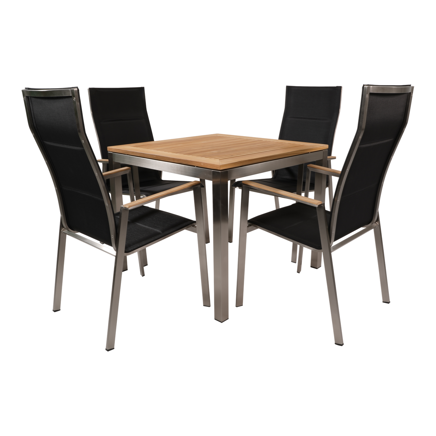 Stapelbare Tuinstoel Marmaris | Zwart Hoge Rug RVS