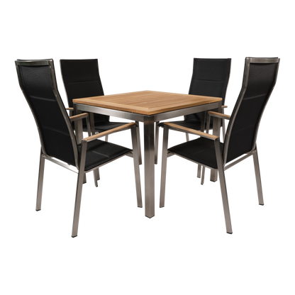 Stapelbare Tuinstoel Marmaris | Zwart Hoge Rug RVS