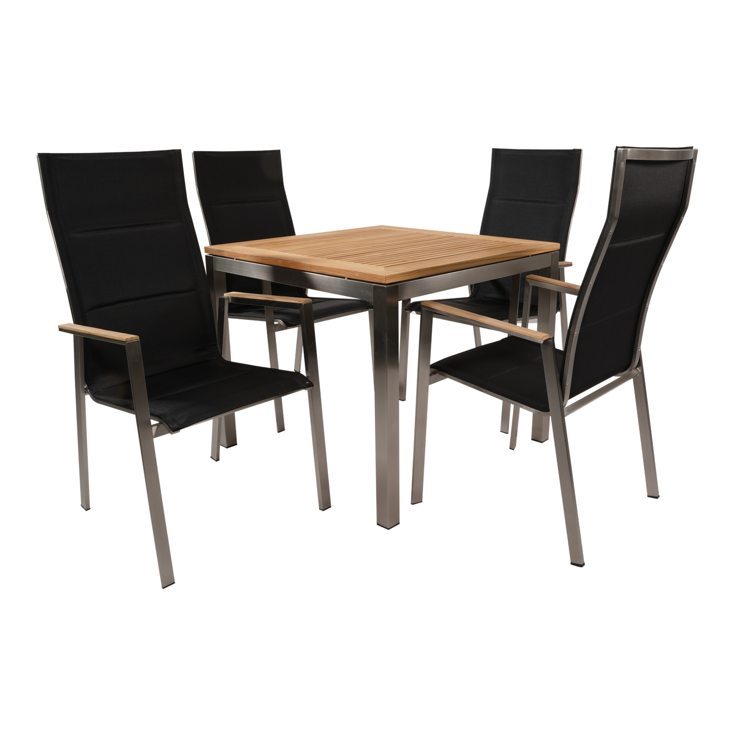 Stapelbare Tuinstoel Marmaris | Zwart Hoge Rug RVS