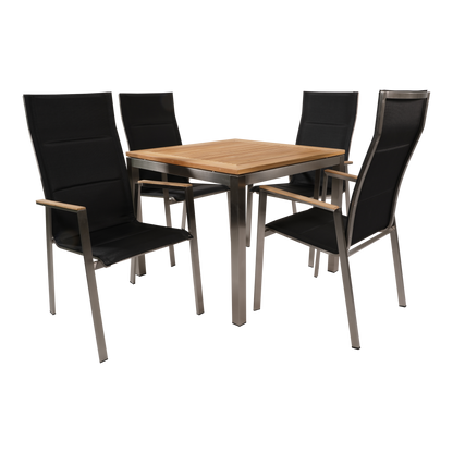 Stapelbare Tuinstoel Marmaris | Zwart Hoge Rug RVS