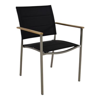 Stapelbare Tuinstoel Marmaris | Zwart Lage Rug RVS