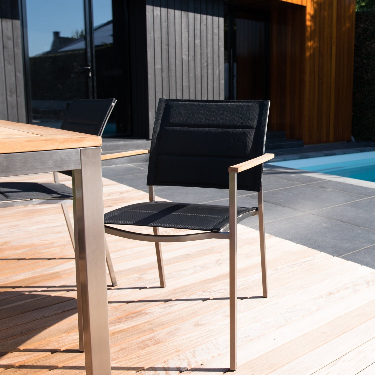 Stapelbare Tuinstoel Marmaris | Zwart Lage Rug RVS