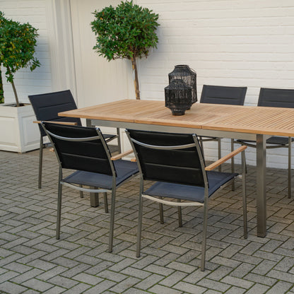 Stapelbare Tuinstoel Marmaris | Zwart Lage Rug RVS