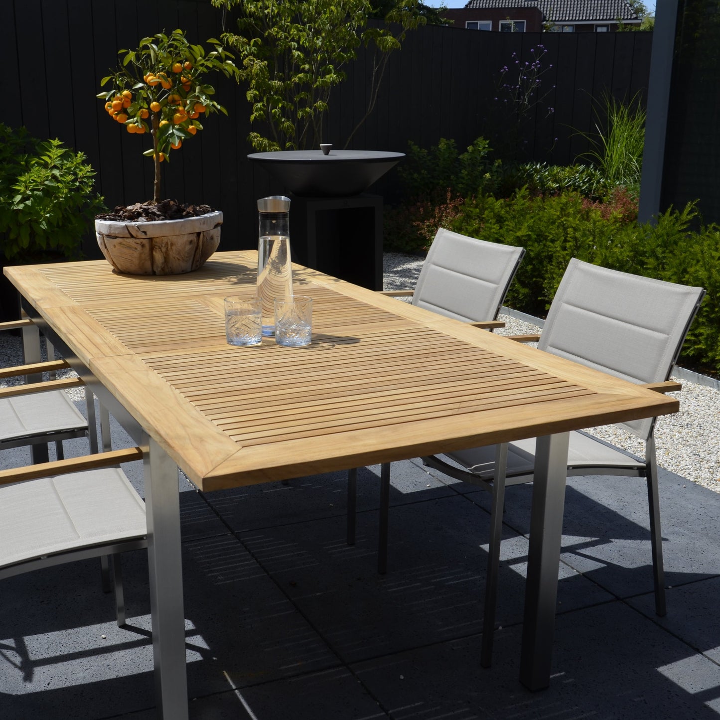 Stapelbare Tuinstoel Marmaris | Taupe Lage Rug RVS