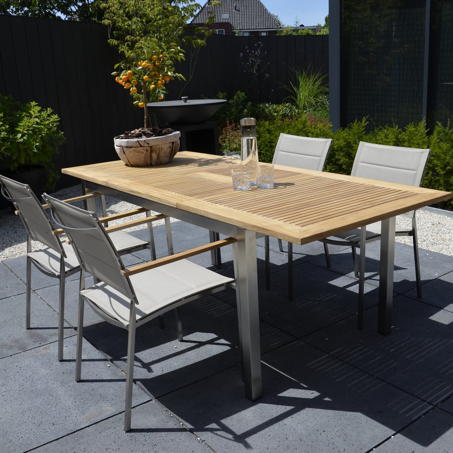 Stapelbare Tuinstoel Marmaris | Taupe Lage Rug RVS