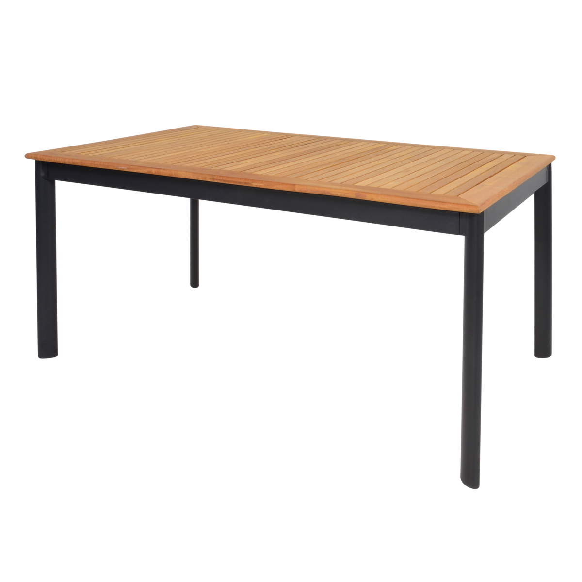 Tuintafel Monza naturel teakhout, schuin vooraanzicht op witte achtergrond