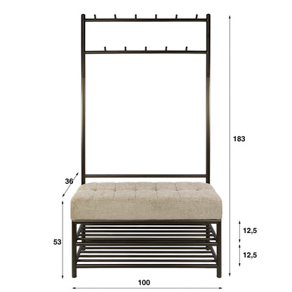 Kapstok Bank Sato | Bruin Stof