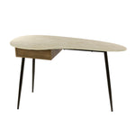 Sidetable Vertex keramiek travertin, schuin vooraanzicht op witte achtergrond