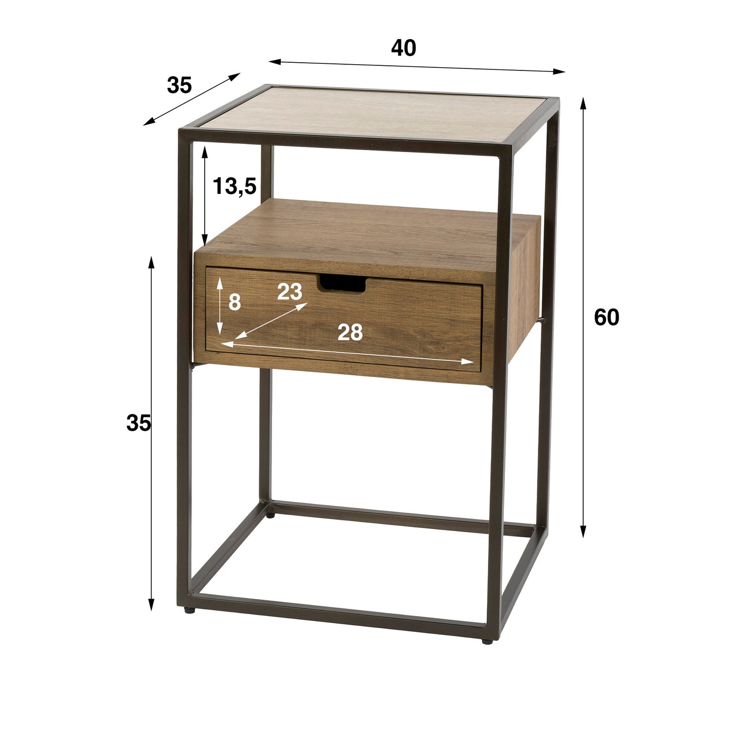 Nachtkastje Solace | keramiek travertin