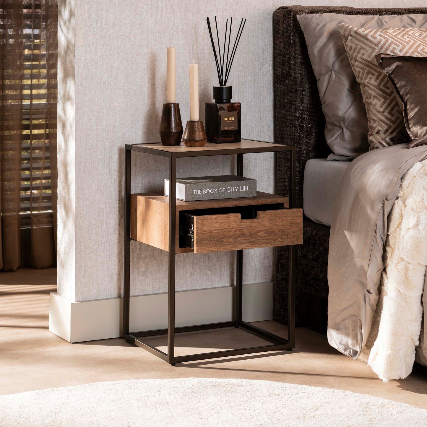 Nachtkastje Solace | keramiek travertin