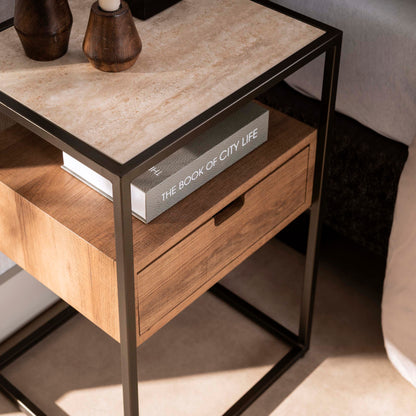 Nachtkastje Solace | keramiek travertin