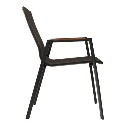 Stapelbare Tuinstoel Tarragona | Zwart | Teakhout