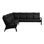 Lounge hoekset Treviso antraciet wicker, vooraanzicht op witte achtergrond