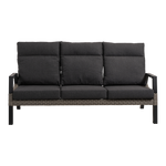 Loungebank Treviso bruin wicker, vooraanzicht op witte achtergrond