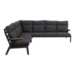 Lounge hoekset Florence grijs aluminium, schuin vooraanzicht op witte achtergrond