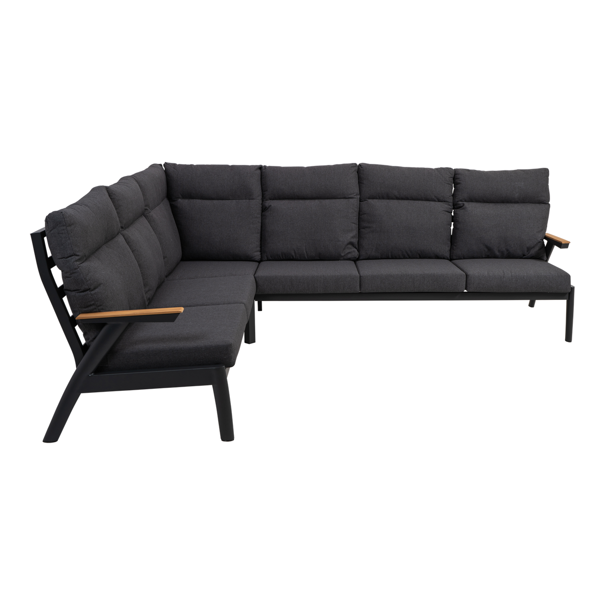Lounge hoekset Florence grijs aluminium, schuin vooraanzicht op witte achtergrond