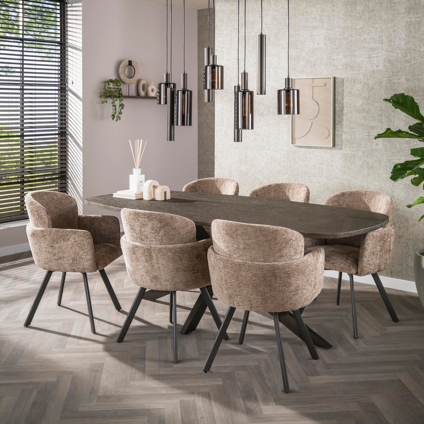 Eetkamerstoel Aris | Stof Hoven Champagne