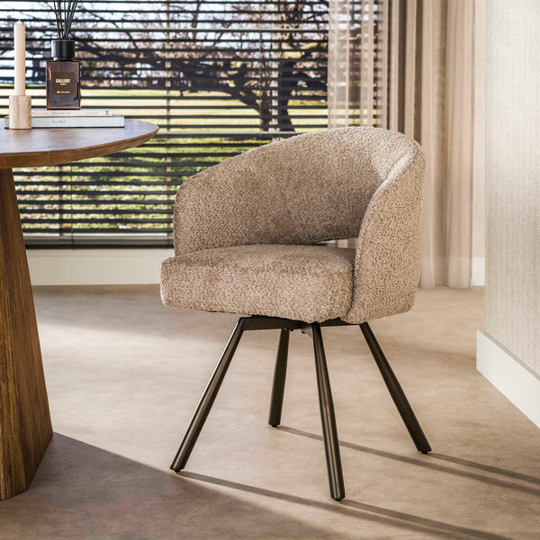 Eetkamerstoel Salon | Stof Bouclé | Bruin
