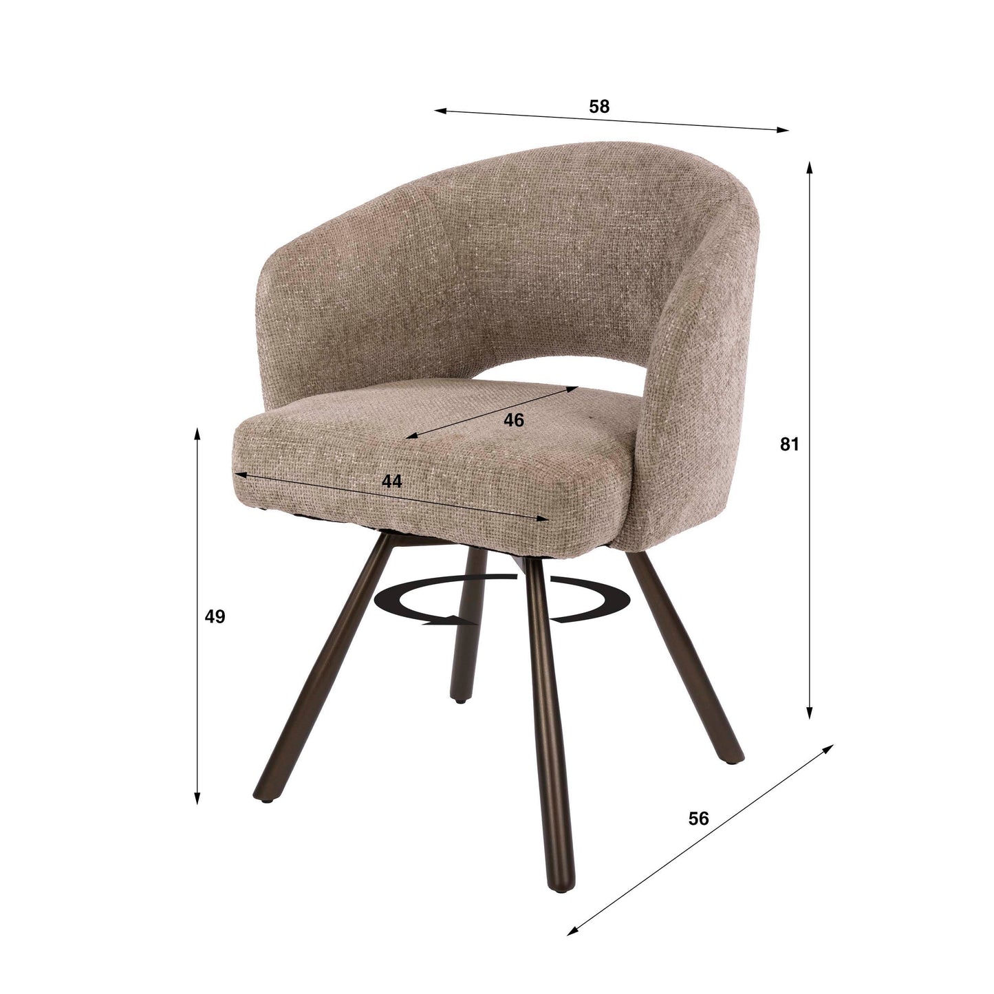 Eetkamerstoel Salon | Stof Cargo | Bruin