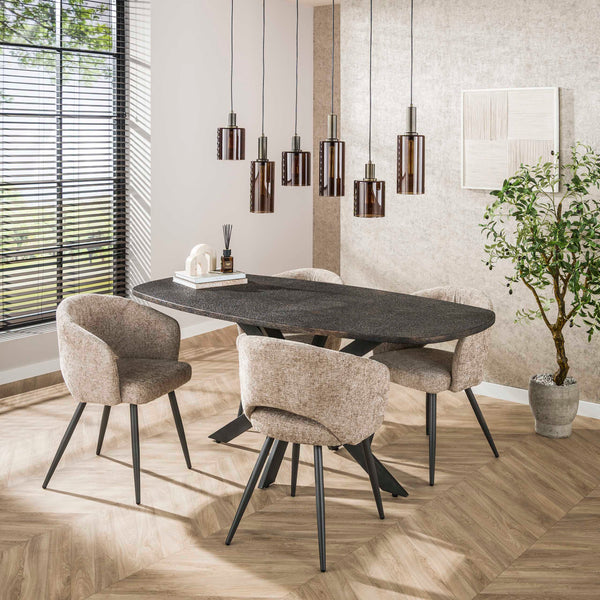 Eetkamerstoel Salon | Beige Stof — Vooraanzicht - sfeer