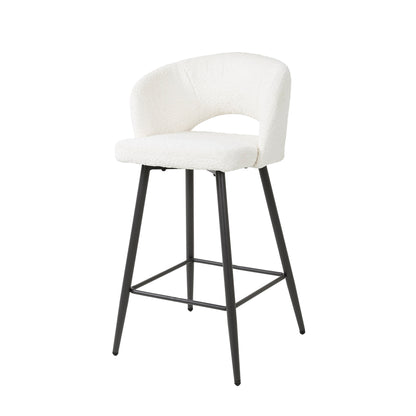 Barstoel Salon | Wit Bouclé | Magazijn leegverkoop