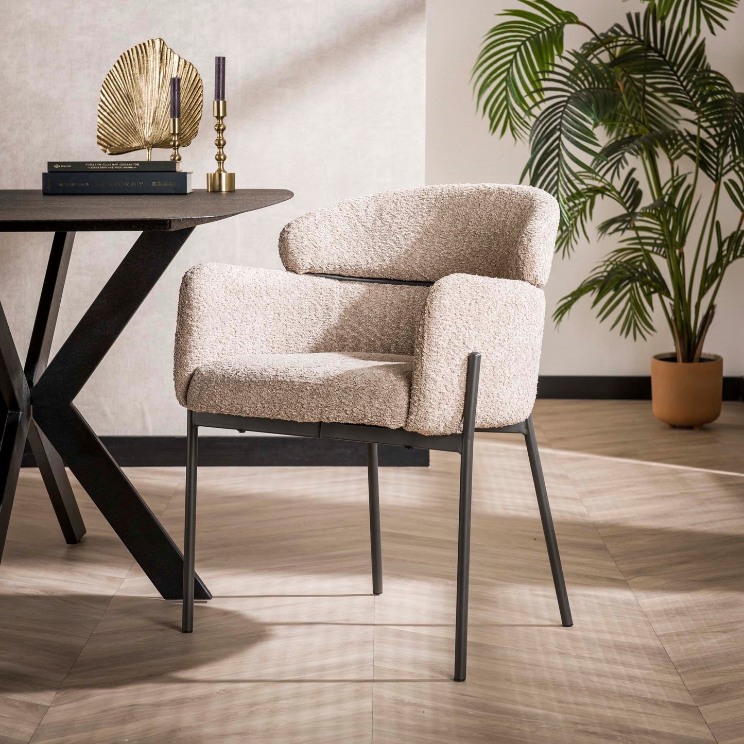 Eetkamerstoel Gira | Beige Bouclé