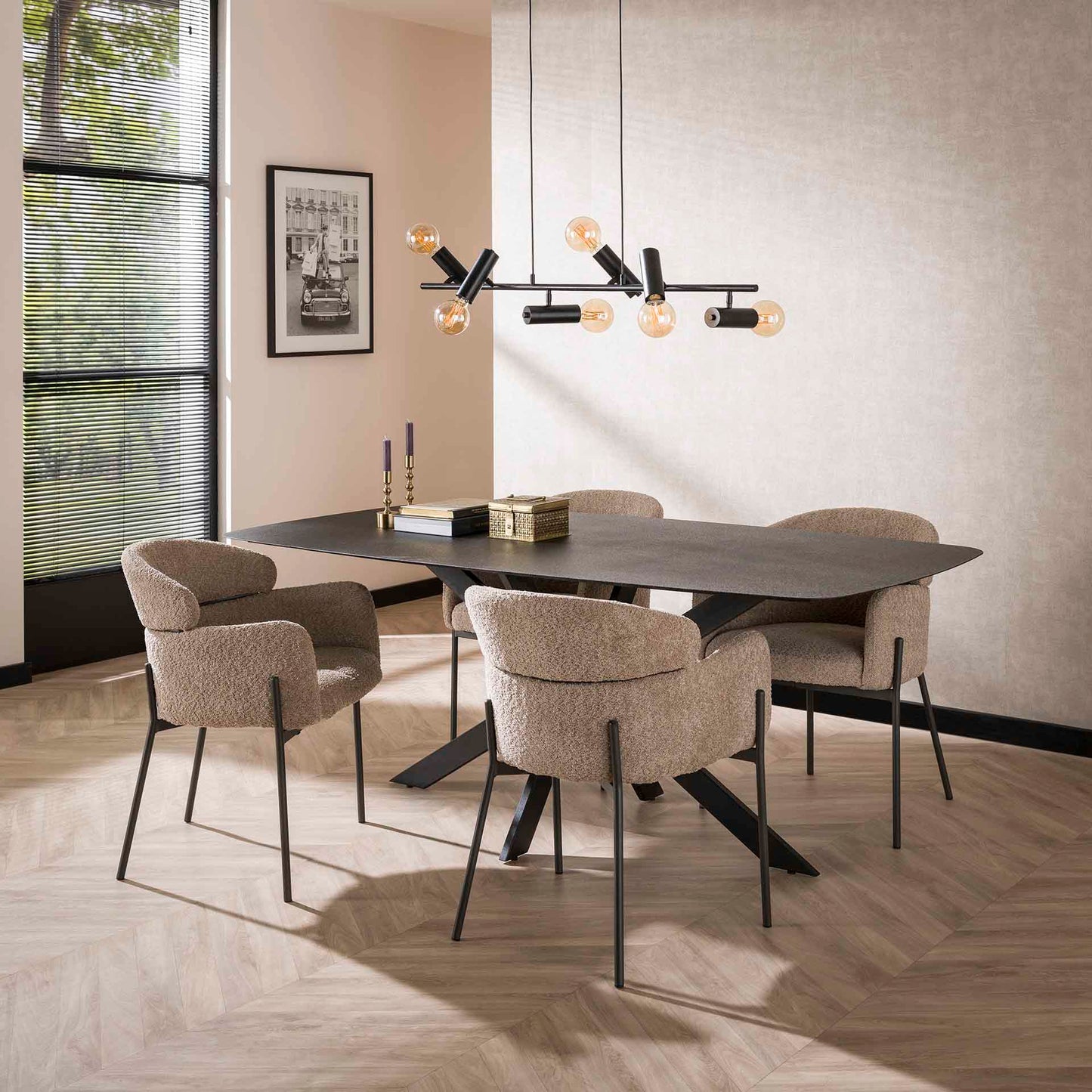 Eetkamerstoel Gira | Beige Bouclé