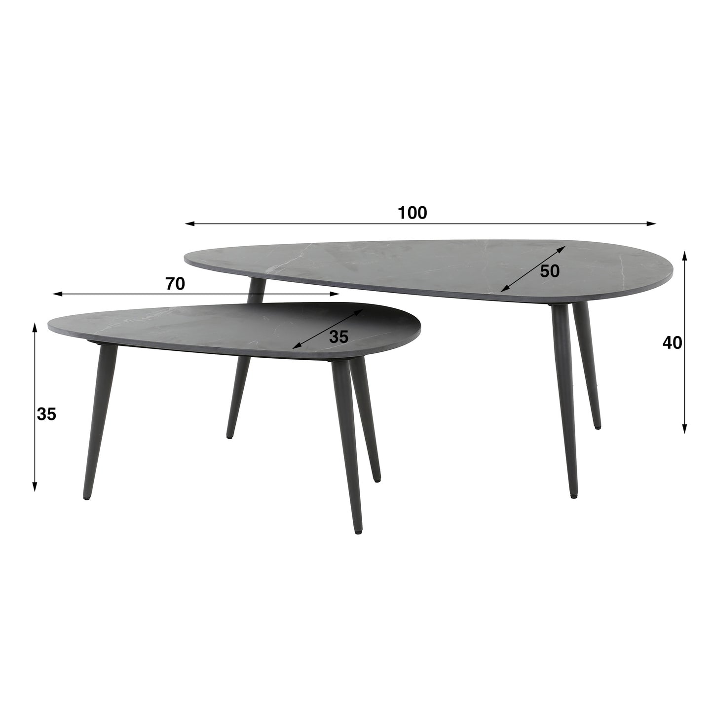 Salontafel Marcus | Set Van 2 | Zwart Keramiek