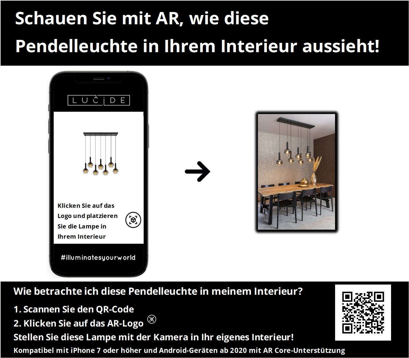 Hanglamp Marius | 7 Lampen | Zwart