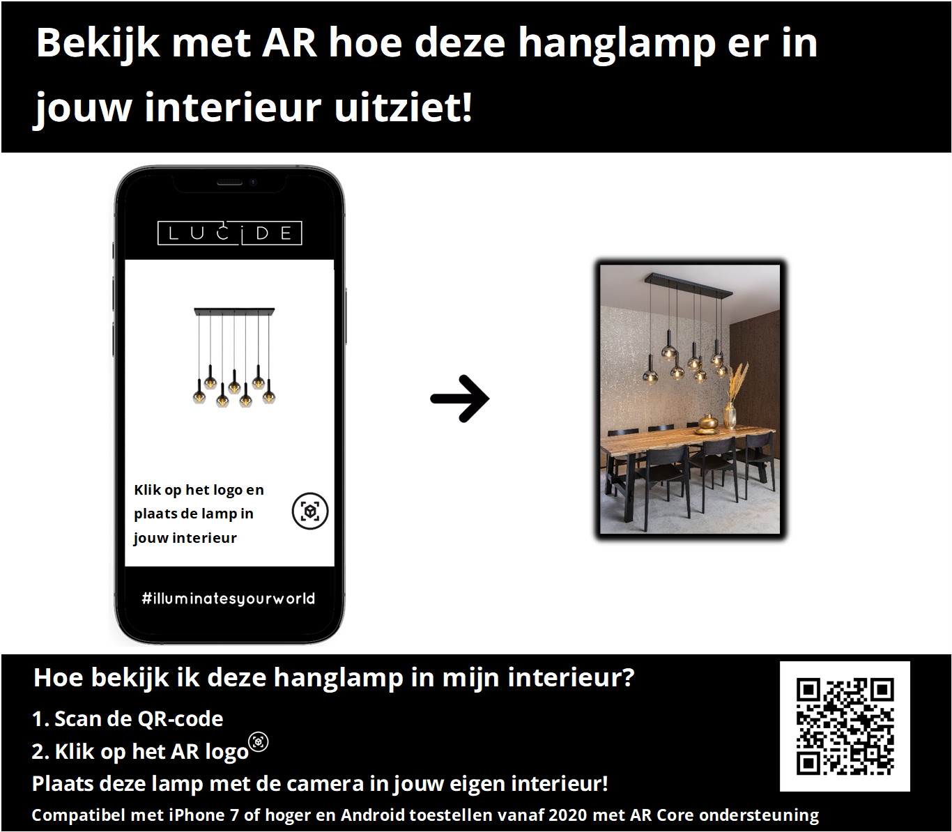 Hanglamp Marius | 7 Lampen | Zwart