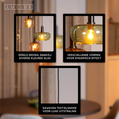 Hanglamp Ilona zwart glas, infographic