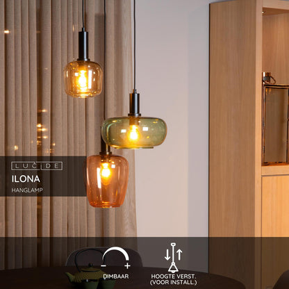 Hanglamp Ilona | Zwart Glas