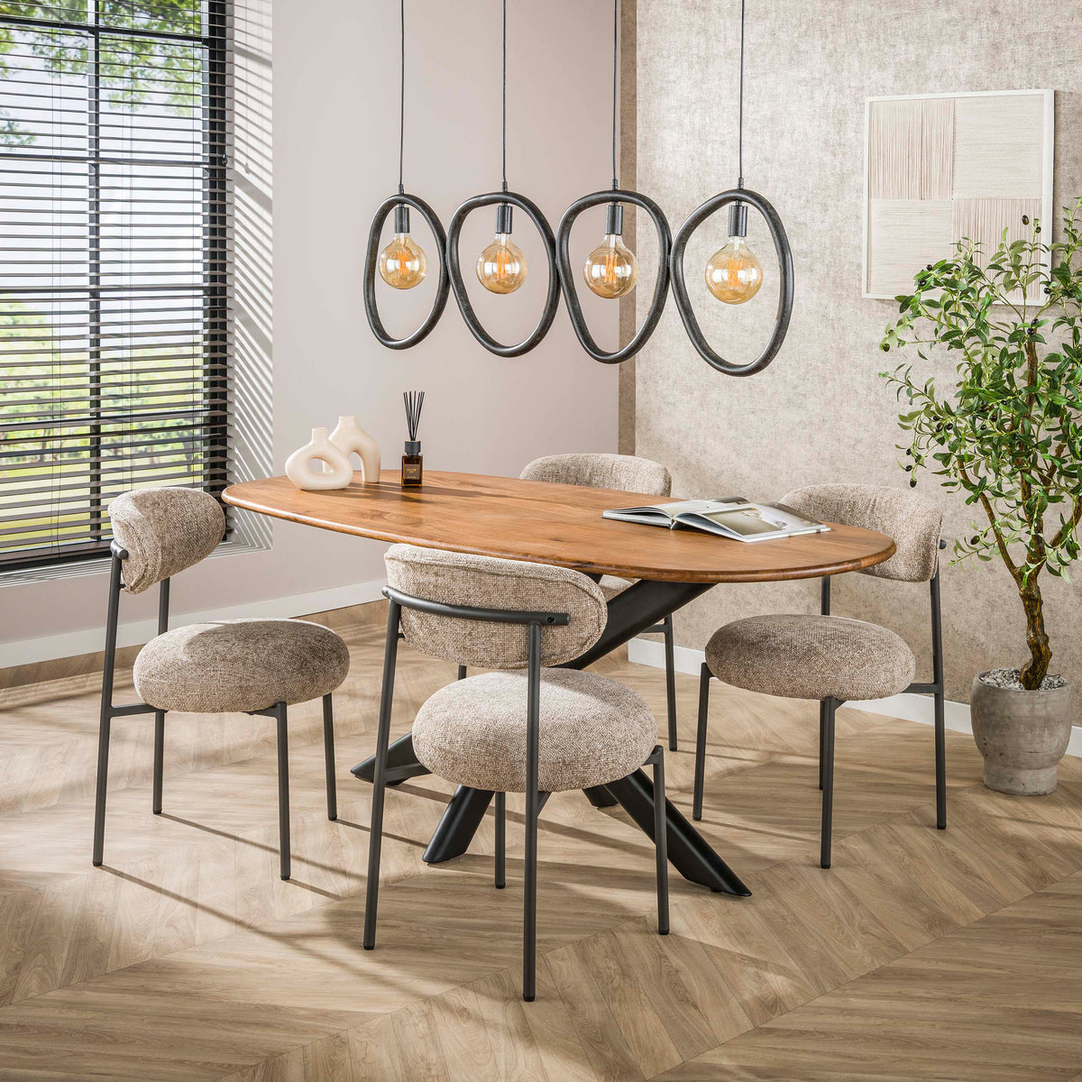 Eetkamerstoel Round | Stof Beige