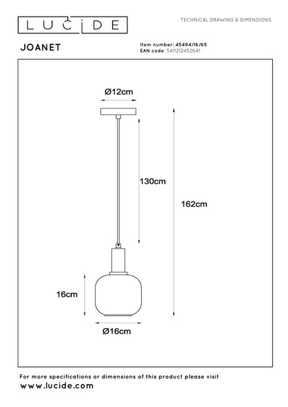 Hanglamp Joanet | Grijs Glas
