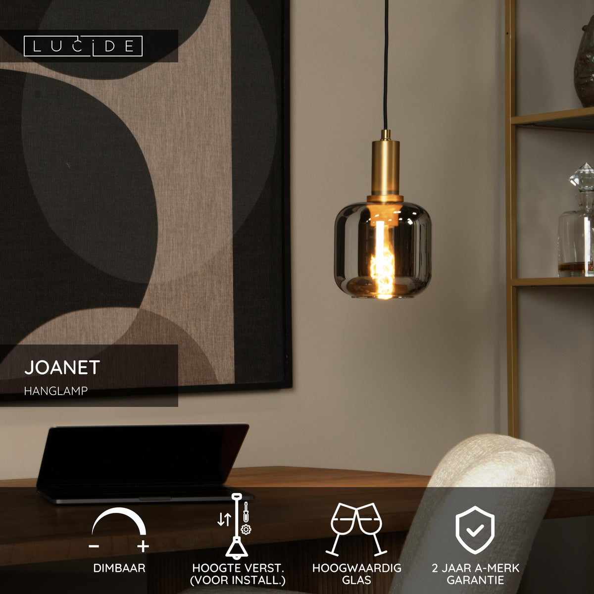 Hanglamp Joanet | Grijs Glas