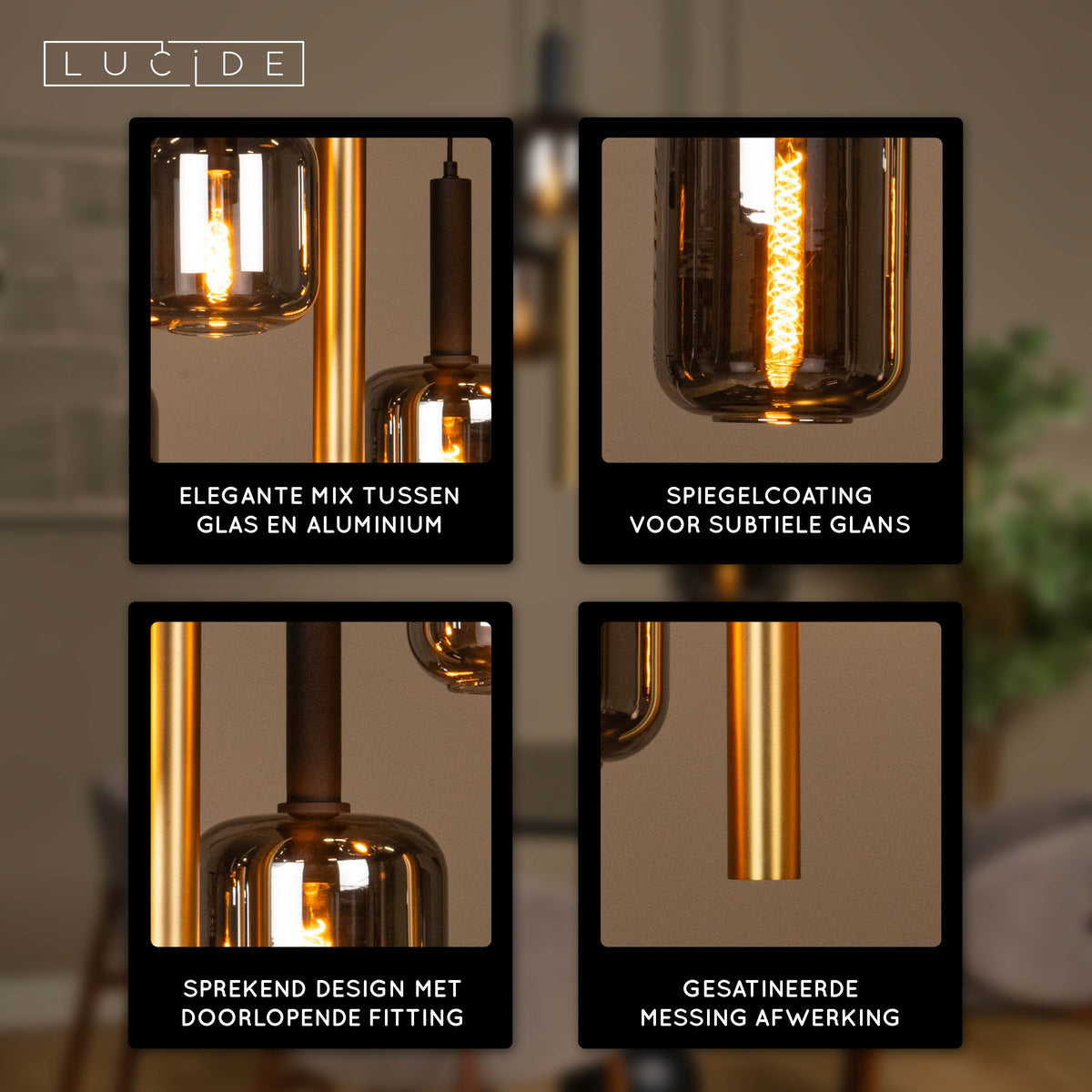 Hanglamp Joanet | Goud Glas