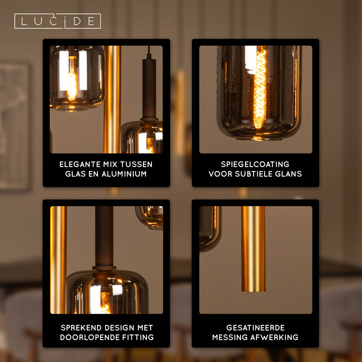 Hanglamp Joanet | Goud Glas