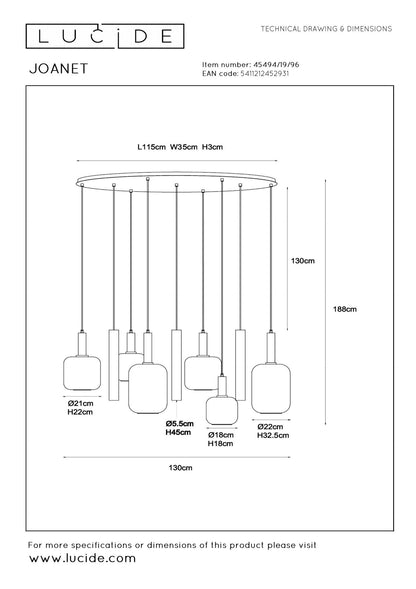 Hanglamp Joanet | Goud Glas