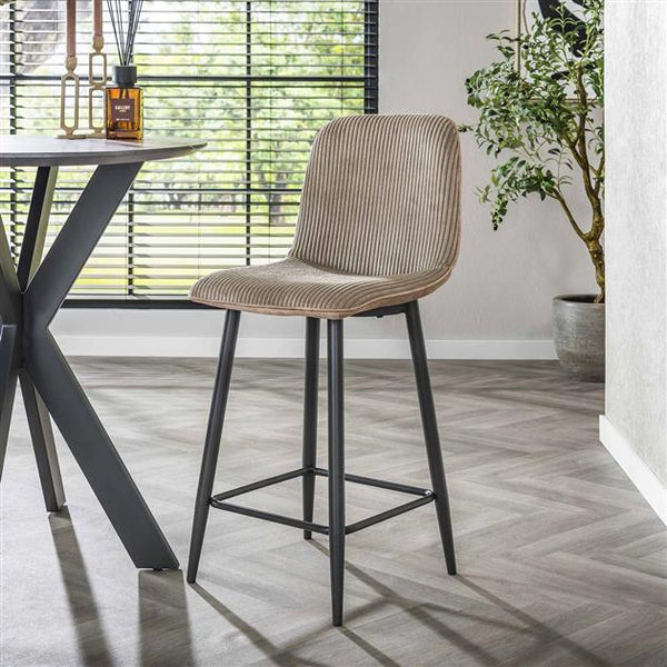 Barkruk Rib |  Beige Stof