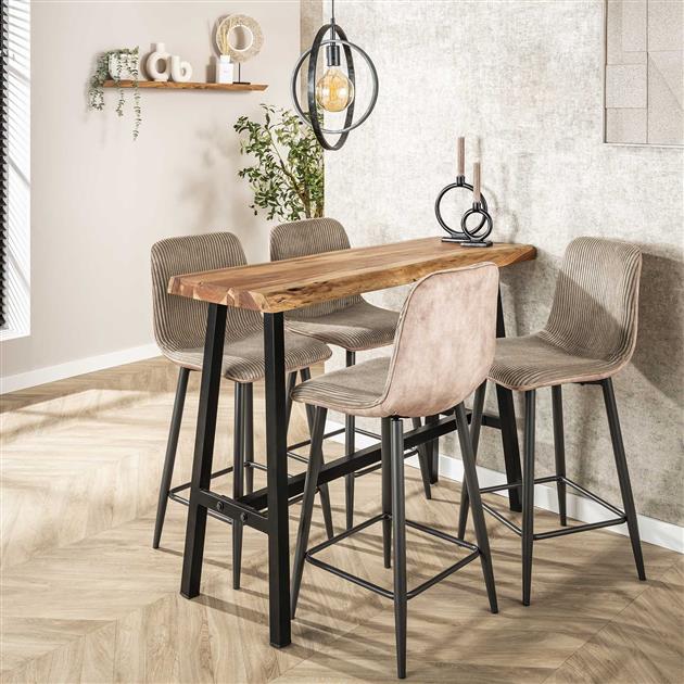 Barkruk Rib |  Beige Stof