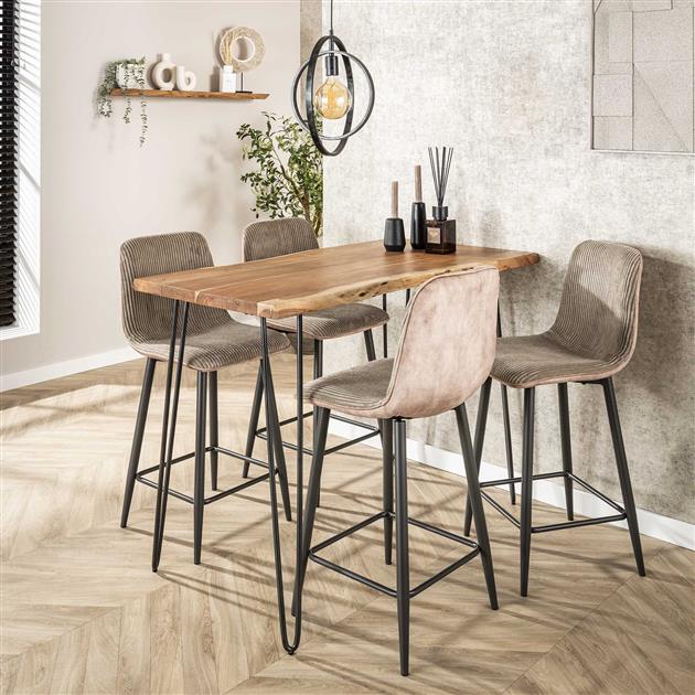 Barkruk Rib |  Beige Stof