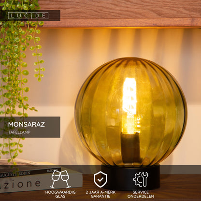 Tafellamp Monsaraz ø 25 cm groen, vooraanzicht in een interieur