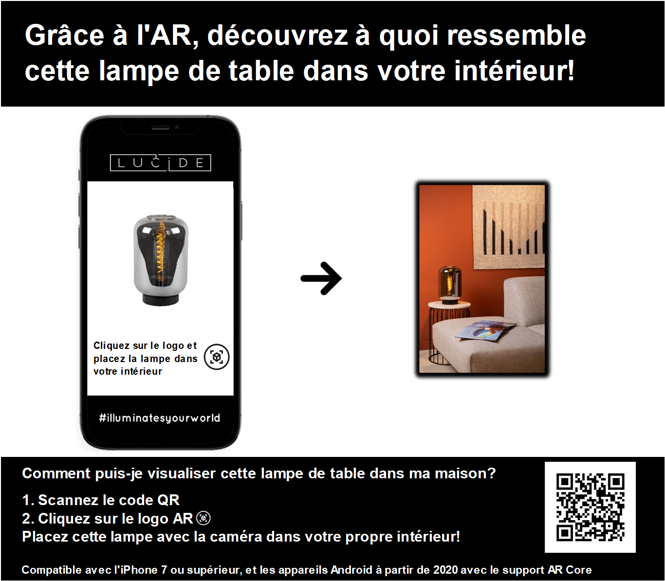 Tafellamp Joanet | Ø 22 cm | Fumé