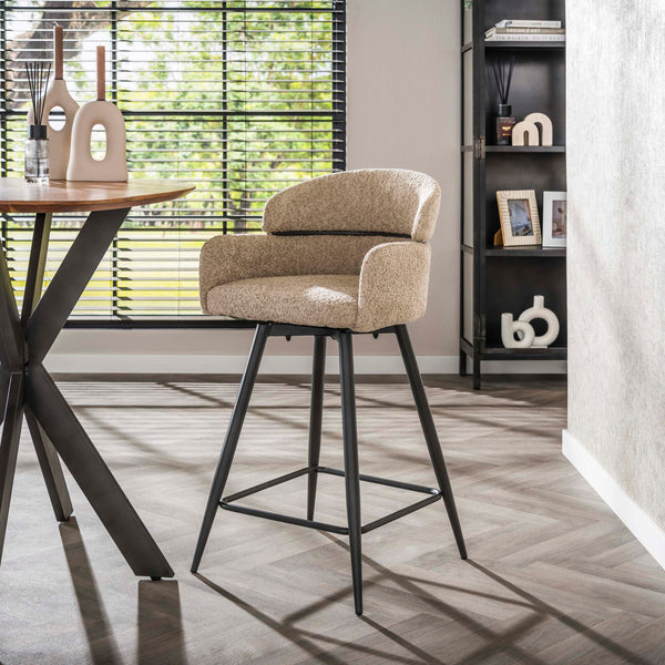 Barkruk Curva | Bouclé Beige