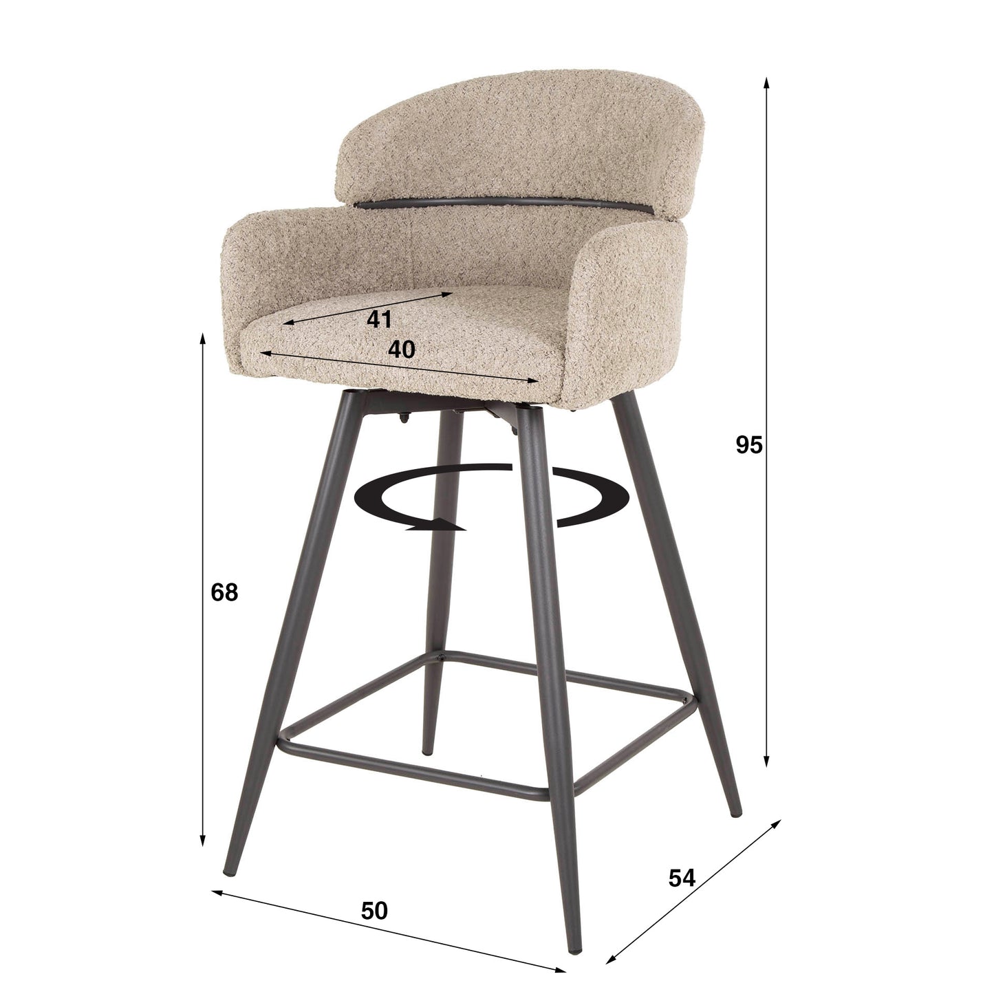 Barkruk Curva | Bouclé Beige