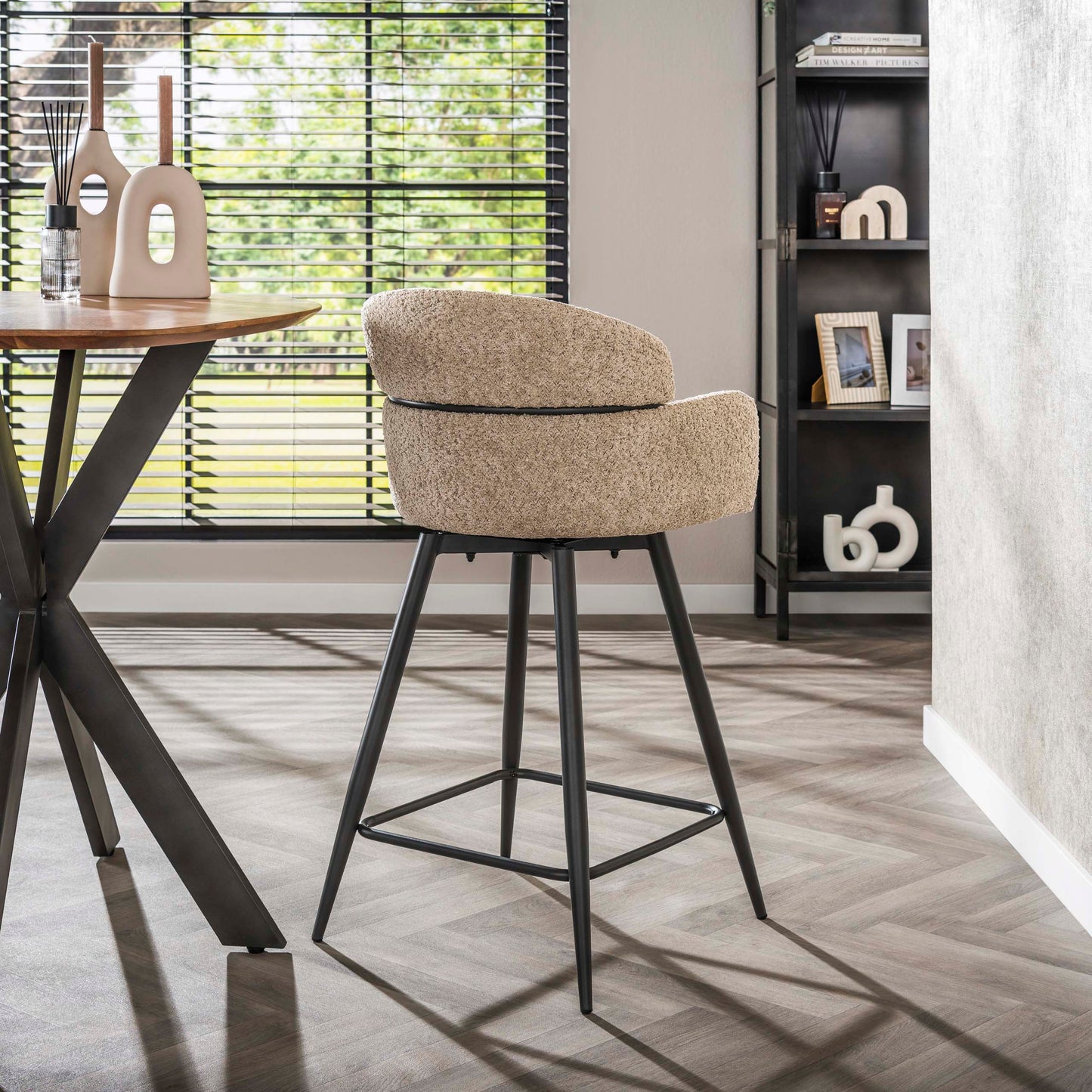 Barkruk Curva | Bouclé Beige