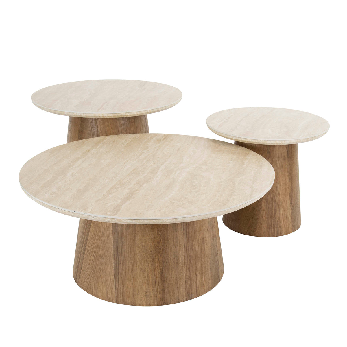 Salontafel Maverick beige keramiek, schuin vooraanzicht op witte achtergrond